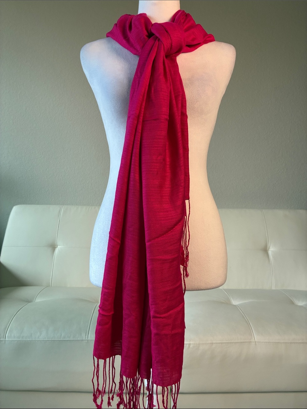 Sharvan Fuchsia Fringe 100% Viscose Scarf - Stylish Lightweight Wrap